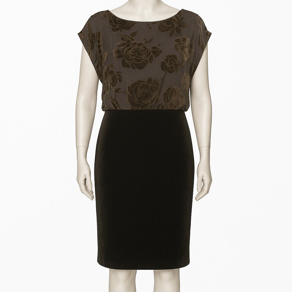 Alice + Olivia Floral Velvet Knee Length Shift Dress Size 8